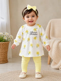 2 Pcs Girl's Printed Shirt And Trouser Set Summer Collection